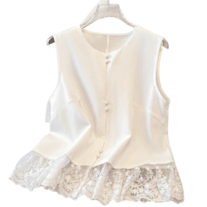 BLUSA ELEGANTE CON ENCAJE SEMI TRANSPARENTE