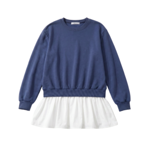 SUDADERA AZUL CON VOLANTE BLANCO