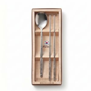 SET DE CUCHARA Y PALILLOS COREANOS DE ACERO INOXIDABLE