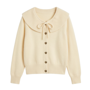 CARDIGAN TEJIDO CON CUELLO MARINERO Y BOTONES DE CORAZÓN