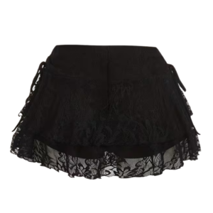 FALDA CASUAL CON ENCAJE DE LAZO PARA MUJER