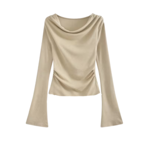 TOP LARGO DE MANGA LARGA IRREGULAR VINTAGE PARA MUJER