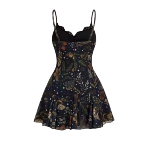 VESTIDO TIRANTES ENCAJE FLORAL OSCURO – ESTILO GÓTICO ROMÁNTICO
