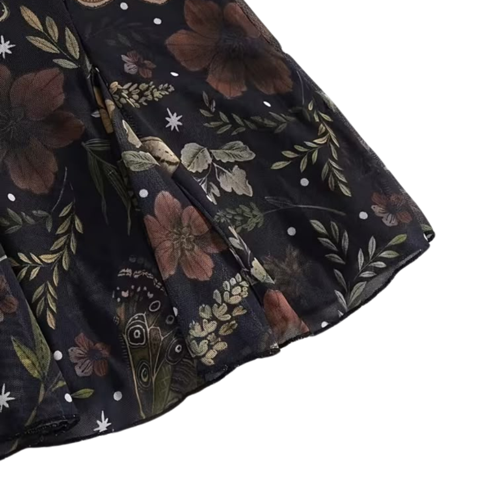 VESTIDO TIRANTES ENCAJE FLORAL OSCURO – ESTILO GÓTICO ROMÁNTICO - Imagen 3